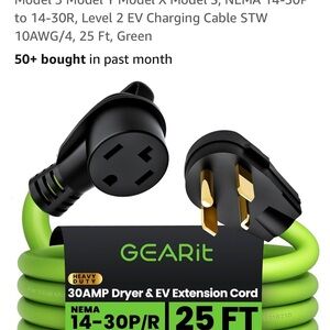 GEARIT Green EV Extension Cord 25 Ft